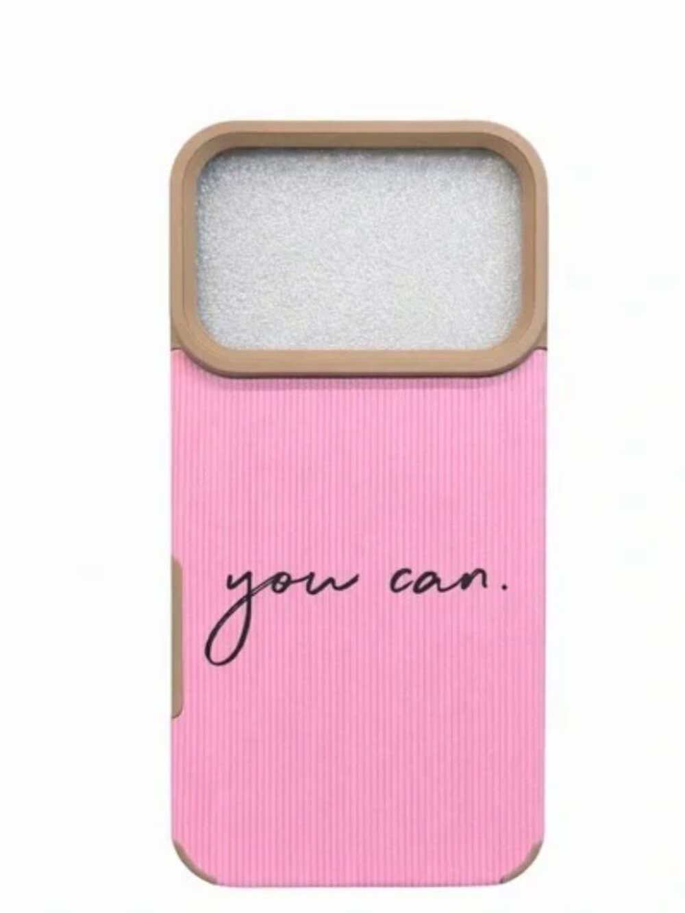 iPhone Phone Case PU Leather Vertical Grain Pink You Can Print Tan Trim